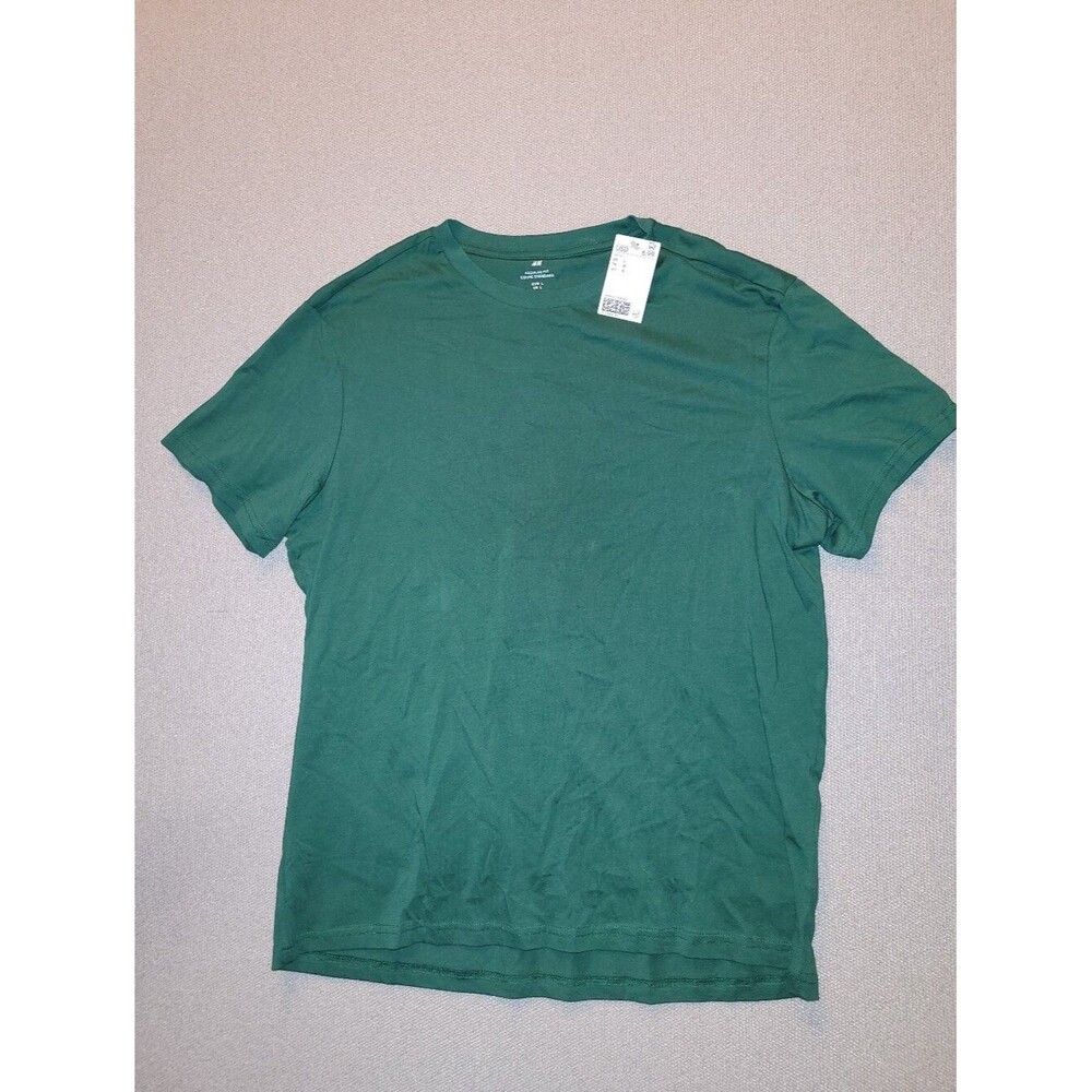 H&M Size Large Regular Fit Green Short Sleeve Crewneck Tee NWT
